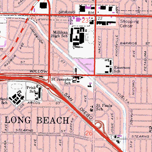 Topographic Map of Saint Joseph Church, CA
