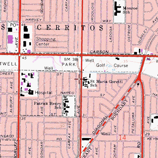 Topographic Map of Saint Maria Goretti Church, CA