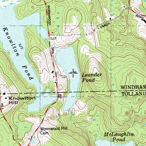 Topographic Map of Leander Pond, CT