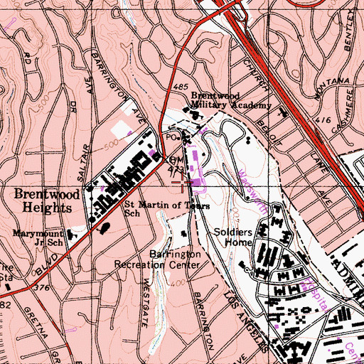 Topographic Map of Barrington Post Office, CA