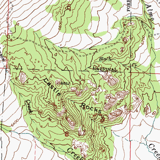 Topographic Map of Castle Rocks State Park, ID