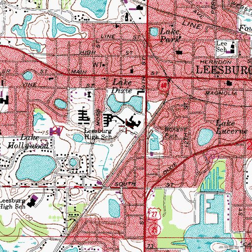 Topographic Map of Leesburg High School Stadium, FL