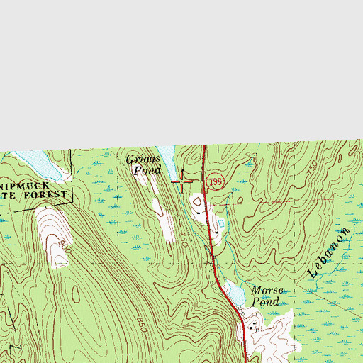 Topographic Map of Lebanon Brook, MA