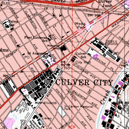 Topographic Map of Gateway Culver City Post Office, CA