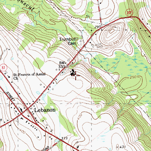 Topographic Map of Lebanon School, CT