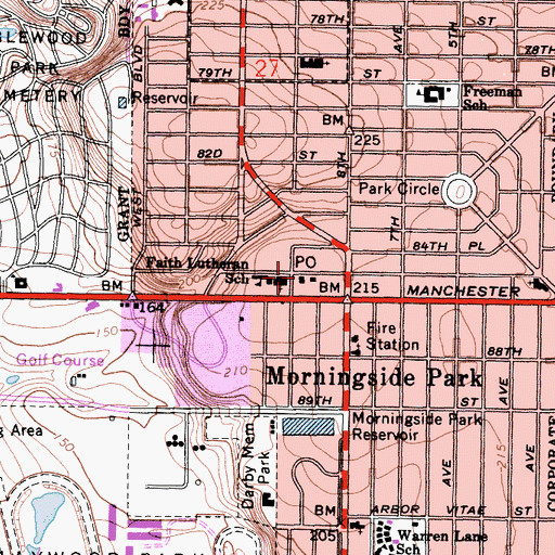 Topographic Map of Morningside Park Post Office, CA