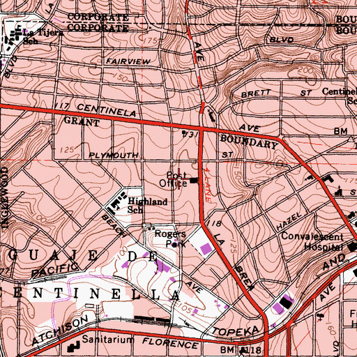Topographic Map of North Inglewood Station Inglewood Post Office, CA