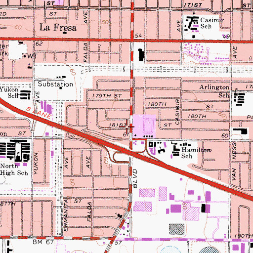 Topographic Map of North Torrance Post Office, CA