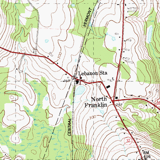 Topographic Map of Lebanon Station, CT