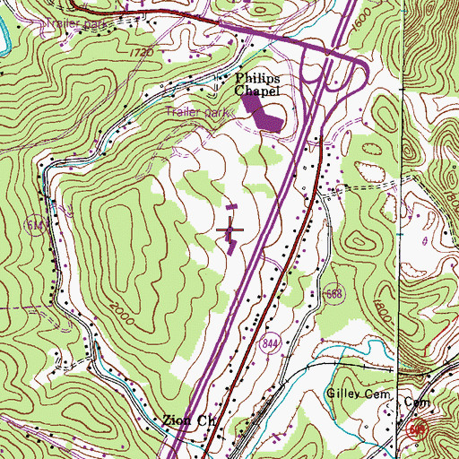 Topographic Map of Holton Hall, VA