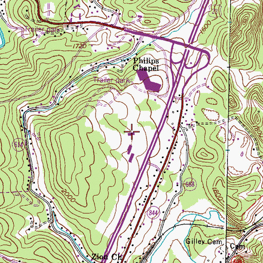 Topographic Map of Dalton-Cantrell Hall, VA