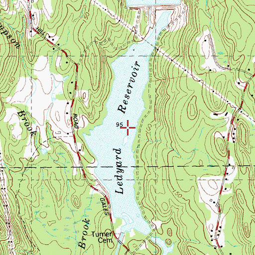 Topographic Map of Ledyard Reservoir, CT