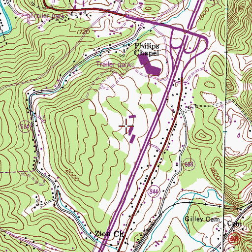 Topographic Map of Robb Hall, VA