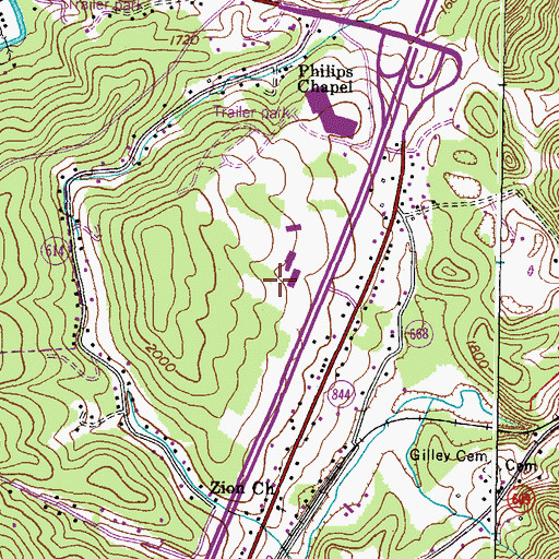 Topographic Map of Phillips-Taylor Hall, VA