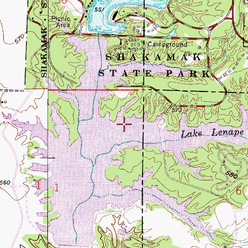 Topographic Map of Shakamak State Park, IN