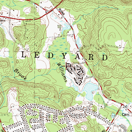 Topographic Map of Lee Brook, CT