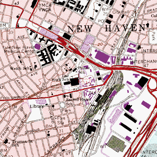 Topographic Map of Lee High School, CT