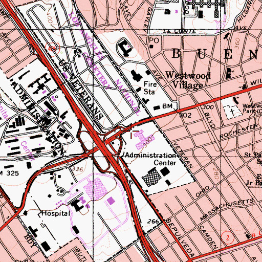 Topographic Map of Village Post Office, CA