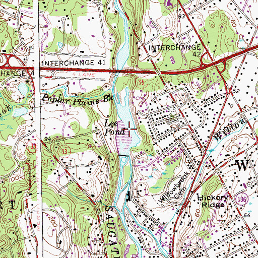 Topographic Map of Lee Pond, CT