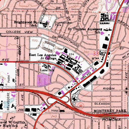 Topographic Map of Edison Center for the Performing Arts, CA