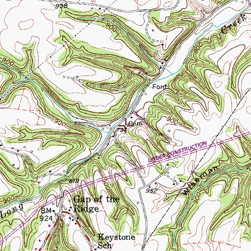 Topographic Map of Elijah Adams Cemetery, TN