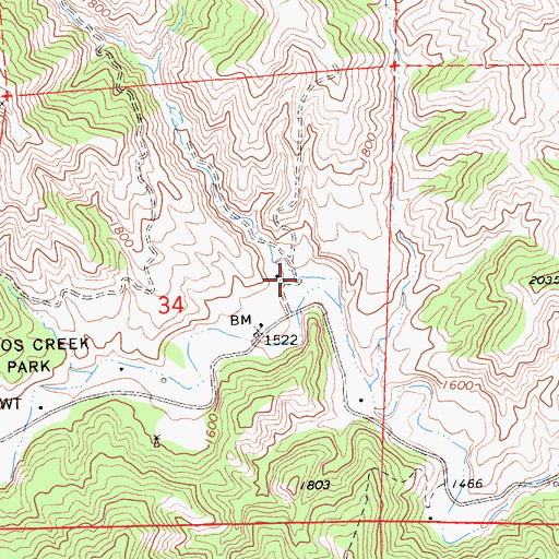 Topographic Map of Lewis Canyon, CA
