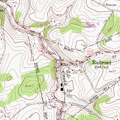 Topographic Map of Railroad Run, PA
