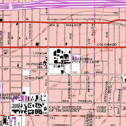 Topographic Map of Hutto-Patterson Gymnasium, CA