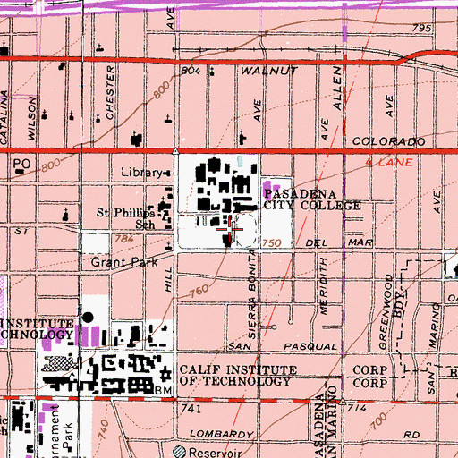 Topographic Map of Robinson Stadium, CA
