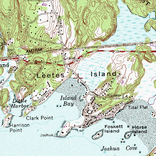 Topographic Map of Leetes Island, CT