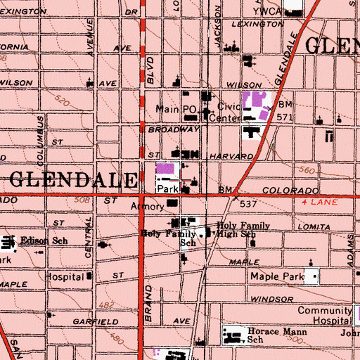 Topographic Map of United Community Church, CA