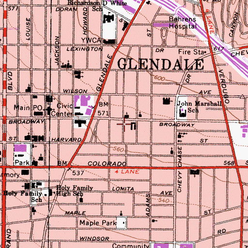 Topographic Map of Los Angeles College of Chiropractic, CA