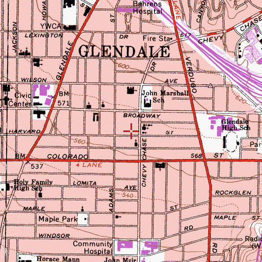Topographic Map of Bethel Chapel Assembly of God Church, CA