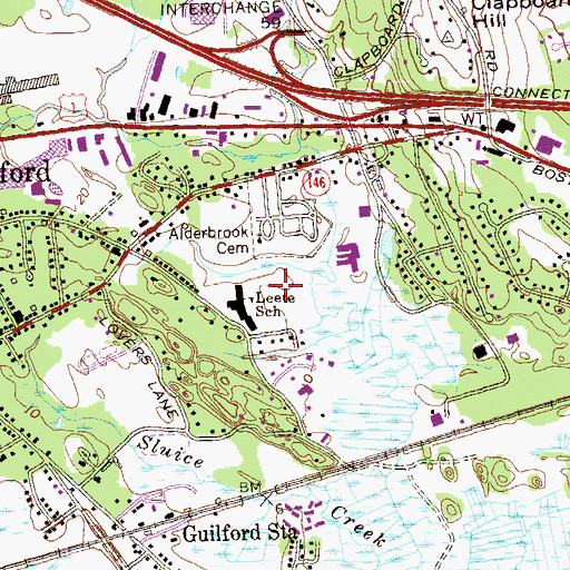 Topographic Map of Calvin Leete School, CT