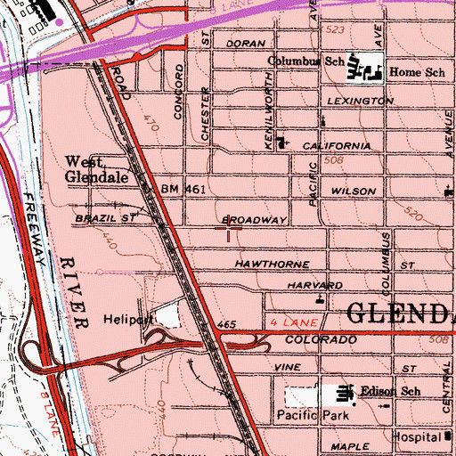 Topographic Map of Regency Convalescent Hospital, CA
