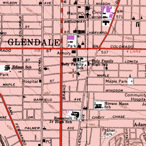 Topographic Map of Christian and Missionary Alliance Church, CA