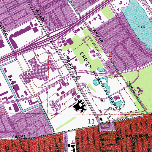 Topographic Map of New Orleans Public Library - East New Orleans Regional Branch, LA