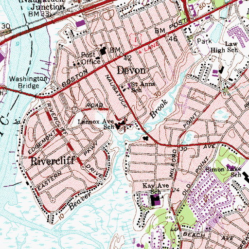 Topographic Map of Lennox Avenue School, CT