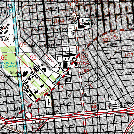 Topographic Map of New Orleans Public Library - Norman Mayer Branch, LA