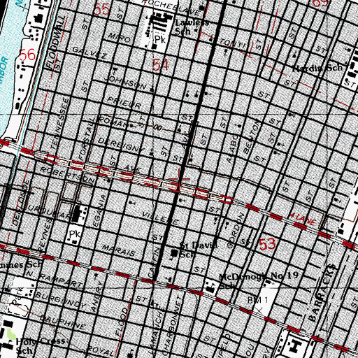 Topographic Map of New Orleans Public Library - Martin Luther King Branch, LA
