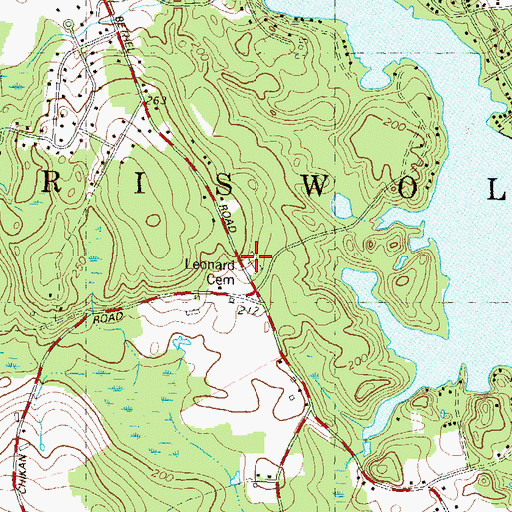 Topographic Map of Leonard Cemetery, CT