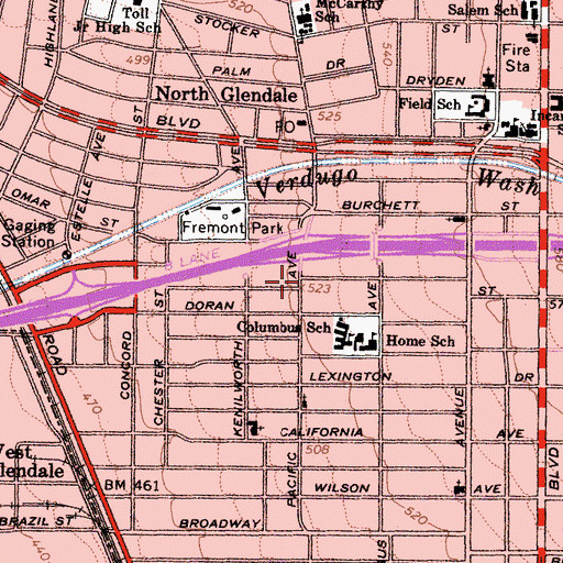 Topographic Map of Church of the Brethren, CA