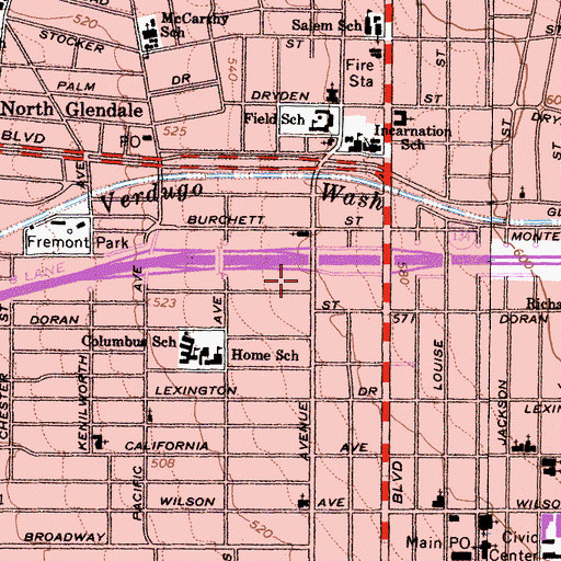 Topographic Map of Pioneer Central Medical Building, CA