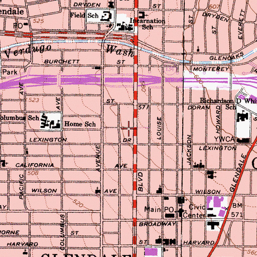 Topographic Map of Valley National Building, CA