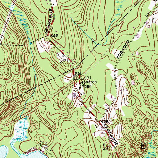 Topographic Map of Leonards Bridge, CT