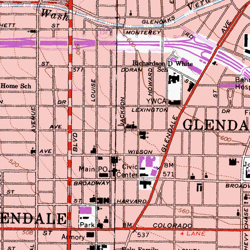 Topographic Map of Zion Lutheran Church, CA