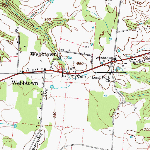 Topographic Map of Andrews Cemetery, TN
