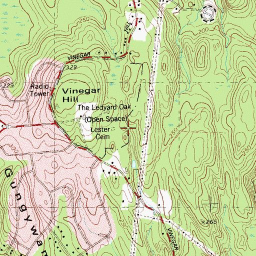 Topographic Map of Lester Cemetery, CT