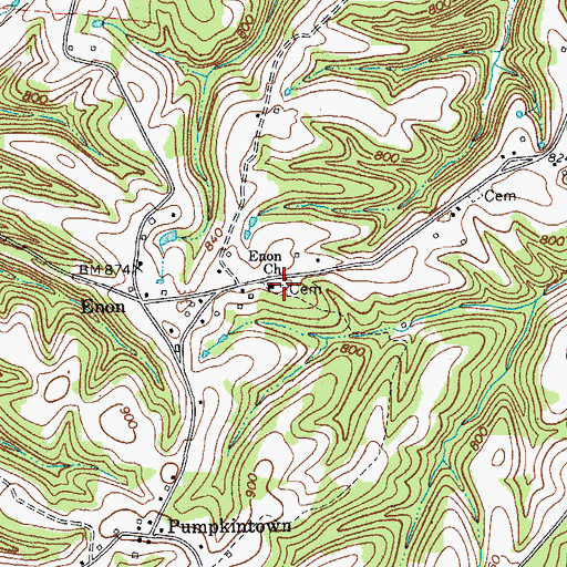 Topographic Map of John Brandon Cemetery, TN