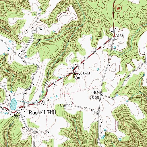 Topographic Map of William Brockett Cemetery, TN